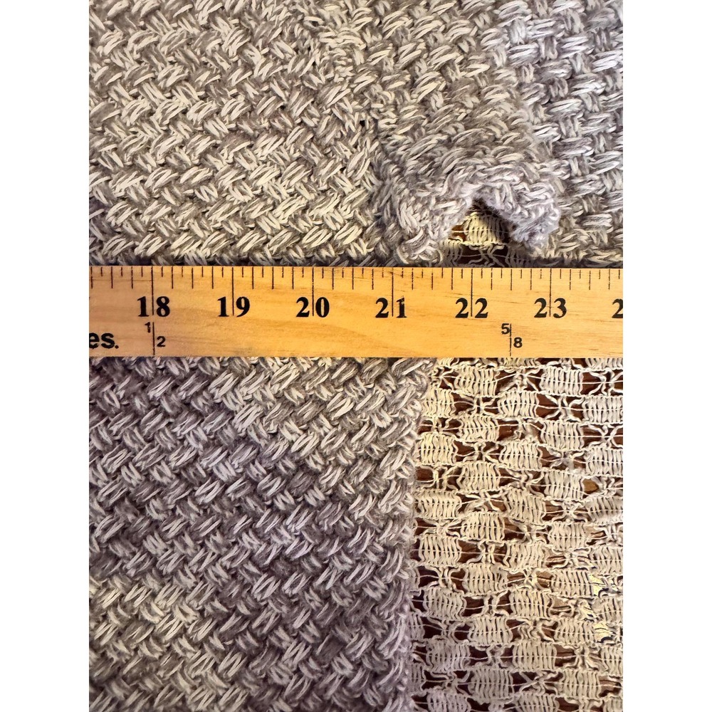 Joie Basketweave Knit Sweater Womens Medium Grey Fringe Hem Pullover - Picture 4 of 5